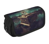 VFKLT Dream Music Box Pencil Case Double Layer Pencil Pouch Large Capacity Pencil Bag Double Zipper Portable Pen Case Makeup Bag for Men Women Travel Business Office