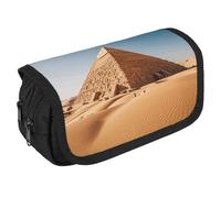 VFKLT Egyptian Pyramid in Desert Pencil Case Double Layer Pencil Pouch Large Capacity Pencil Bag Double Zipper Portable Pen Case Makeup Bag for Men Women Travel Business Office