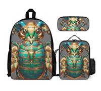 VFKLT Egyptian Scarabs Backpack with Lunch Box Pencil Case 3 Piece Set Travel Bag Casual Daypack Laptop Backpack, White, One Size, Travel Backpacks