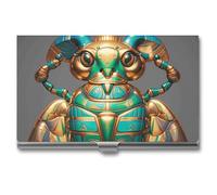 VFKLT Egyptian Scarabs Business Card Holder Pocket Slim Portable Metal Business Card Case Business Card Organizer Credit Card Wallet Multi Card Case for Men Women Travel Office, silver, One Size,