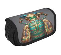 VFKLT Egyptian Scarabs Pencil Case Double Layer Pencil Pouch Large Capacity Pencil Bag Double Zipper Portable Pen Case Makeup Bag for Men Women Travel Business Office