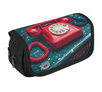 VFKLT England UK Retro London Telephone Pencil Case Double Layer Pencil Pouch Large Capacity Pencil Bag Double Zipper Portable Pen Case Makeup Bag for Men Women Travel Business Office