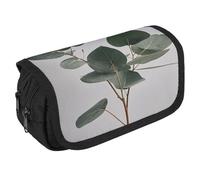 VFKLT Eucalyptus Leaves Pencil Case Double Layer Pencil Pouch Large Capacity Pencil Bag Double Zipper Portable Pen Case Makeup Bag for Men Women Travel Business Office
