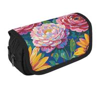 VFKLT Flower Diamond Paintings Pencil Case Double Layer Pencil Pouch Large Capacity Pencil Bag Double Zipper Portable Pen Case Makeup Bag for Men Women Travel Business Office