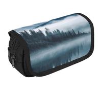 VFKLT Foggy Mountains Landscape Pencil Case Double Layer Pencil Pouch Large Capacity Pencil Bag Double Zipper Portable Pen Case Makeup Bag for Men Women Travel Business Office