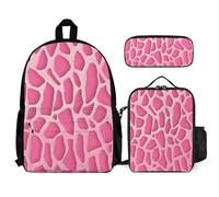 VFKLT Giraffe Texture Backpack with Lunch Box Pencil Case 3 Piece Set Travel Bag Casual Daypack Laptop Backpack, White, One Size, Travel Backpacks