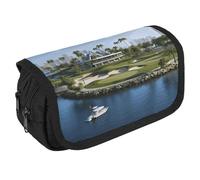 VFKLT Golf Yacht Club Pencil Case Double Layer Pencil Pouch Large Capacity Pencil Bag Double Zipper Portable Pen Case Makeup Bag for Men Women Travel Business Office