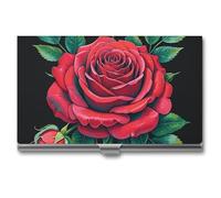 VFKLT Gothic Rose Business Card Holder Pocket Slim Portable Metal Business Card Case Business Card Organizer Credit Card Wallet Multi Card Case for Men Women Travel Office, silver, One Size, Casual