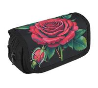 VFKLT Gothic Rose Pencil Case Double Layer Pencil Pouch Large Capacity Pencil Bag Double Zipper Portable Pen Case Makeup Bag for Men Women Travel Business Office