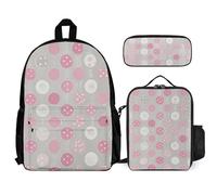 VFKLT Gray White Modern Polka Dot Pattern Backpack with Lunch Box Pencil Case 3 Piece Set Travel Bag Casual Daypack Laptop Backpack, White, One Size, Travel Backpacks