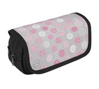 VFKLT Gray White Modern Polka Dot Pattern Pencil Case Double Layer Pencil Pouch Large Capacity Pencil Bag Double Zipper Portable Pen Case Makeup Bag for Men Women Travel Business Office