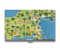VFKLT Greece Map Business Card Holder Pocket Slim Portable Metal Business Card Case Business Card Organizer Credit Card Wallet Multi Card Case for Men Women Travel Office, silver, One Size, Casual