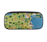 VFKLT Greece Map Pencil Case Portable Pencil Pouch Pen Bag Pencil Bag Makeup Bag Storage Bag Pencil Box Cosmetic Bag for Women Men Office