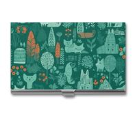 VFKLT Green Animals Business Card Holder Pocket Slim Portable Metal Business Card Case Business Card Organizer Credit Card Wallet Multi Card Case for Men Women Travel Office, silver, One Size, Casual