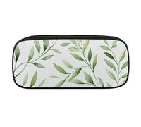 VFKLT Green Leaves Pencil Case Portable Pencil Pouch Pen Bag Pencil Bag Makeup Bag Storage Bag Pencil Box Cosmetic Bag for Women Men Office