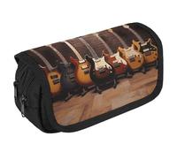 VFKLT Guitar Collection Pencil Case Double Layer Pencil Pouch Large Capacity Pencil Bag Double Zipper Portable Pen Case Makeup Bag for Men Women Travel Business Office