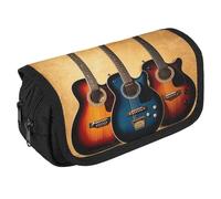 VFKLT Guitar Collection Pencil Case Double Layer Pencil Pouch Large Capacity Pencil Bag Double Zipper Portable Pen Case Makeup Bag for Men Women Travel Business Office