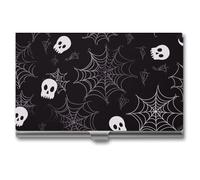 VFKLT Halloween Goth Business Card Holder Pocket Slim Portable Metal Business Card Case Business Card Organizer Credit Card Wallet Multi Card Case for Men Women Travel Office, silver, One Size, Casual