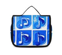 VFKLT Hanging Toiletry Bag Blue Musical Notes Travel Makeup Bag Organizer Waterproof Cosmetic Bag for Women Men, white, 8.9 x 2.8 x 7.3 inch, Hanging Toiletry Bag
