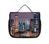 VFKLT Hanging Toiletry Bag City Picture Night Travel Makeup Bag Organizer Waterproof Cosmetic Bag for Women Men, white, 8.9 x 2.8 x 7.3 inch, Hanging Toiletry Bag