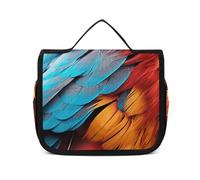 VFKLT Hanging Toiletry Bag Colorful Feathers Travel Makeup Bag Organizer Waterproof Cosmetic Bag for Women Men, white, 8.9 x 2.8 x 7.3 inch, Hanging Toiletry Bag
