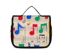 VFKLT Hanging Toiletry Bag Colorful Musical Notes Travel Makeup Bag Organizer Waterproof Cosmetic Bag for Women Men, white, 8.9 x 2.8 x 7.3 inch, Hanging Toiletry Bag