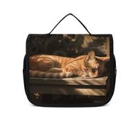 VFKLT Hanging Toiletry Bag Orange Cat Sleeping Travel Makeup Bag Organizer Waterproof Cosmetic Bag for Women Men, white, 8.9 x 2.8 x 7.3 inch, Hanging Toiletry Bag