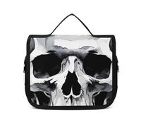 VFKLT Hanging Toiletry Bag White And Gray Skull Graphics Travel Makeup Bag Organizer Waterproof Cosmetic Bag for Women Men, white, 8.9 x 2.8 x 7.3 inch, Hanging Toiletry Bag
