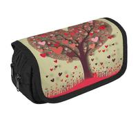 VFKLT Heart Tree Pencil Case Double Layer Pencil Pouch Large Capacity Pencil Bag Double Zipper Portable Pen Case Makeup Bag for Men Women Travel Business Office