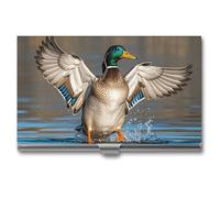 VFKLT Hunting Flying Wild Ducks Business Card Holder Pocket Slim Portable Metal Business Card Case Business Card Organizer Credit Card Wallet Multi Card Case for Men Women Travel Office, silver, One