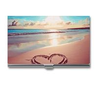 VFKLT Love Beach Business Card Holder Pocket Slim Portable Metal Business Card Case Business Card Organizer Credit Card Wallet Multi Card Case for Men Women Travel Office, silver, One Size, Casual