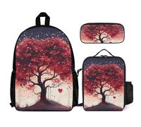 VFKLT Love Tree Backpack with Lunch Box Pencil Case 3 Piece Set Travel Bag Casual Daypack Laptop Backpack, White, One Size, Travel Backpacks
