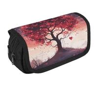 VFKLT Love Tree Pencil Case Double Layer Pencil Pouch Large Capacity Pencil Bag Double Zipper Portable Pen Case Makeup Bag for Men Women Travel Business Office