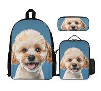 VFKLT Lover Dog Paw Backpack with Lunch Box Pencil Case 3 Piece Set Travel Bag Casual Daypack Laptop Backpack, White, One Size, Travel Backpacks