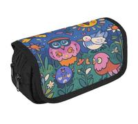 VFKLT Magic Owels Pencil Case Double Layer Pencil Pouch Large Capacity Pencil Bag Double Zipper Portable Pen Case Makeup Bag for Men Women Travel Business Office
