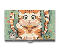 VFKLT Many Cartoon Cat Business Card Holder Pocket Slim Portable Metal Business Card Case Business Card Organizer Credit Card Wallet Multi Card Case for Men Women Travel Office, silver, One Size,