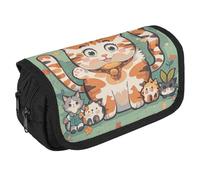 VFKLT Many Cartoon Cat Pencil Case Double Layer Pencil Pouch Large Capacity Pencil Bag Double Zipper Portable Pen Case Makeup Bag for Men Women Travel Business Office