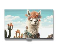 VFKLT Mexican Llama Green Business Card Holder Pocket Slim Portable Metal Business Card Case Business Card Organizer Credit Card Wallet Multi Card Case for Men Women Travel Office, silver, One Size,
