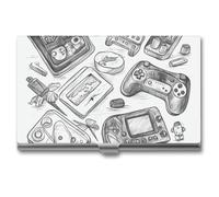 VFKLT Monochrome Sketch Style Gaming Business Card Holder Pocket Slim Portable Metal Business Card Case Business Card Organizer Credit Card Wallet Multi Card Case for Men Women Travel Office, silver,