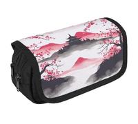 VFKLT Mount Fuji with Cherry Pencil Case Double Layer Pencil Pouch Large Capacity Pencil Bag Double Zipper Portable Pen Case Makeup Bag for Men Women Travel Business Office