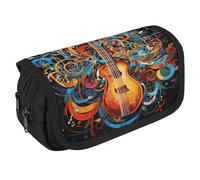 VFKLT Music Series Pencil Case Double Layer Pencil Pouch Large Capacity Pencil Bag Double Zipper Portable Pen Case Makeup Bag for Men Women Travel Business Office