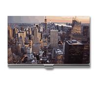 VFKLT New York City Business Card Holder Pocket Slim Portable Metal Business Card Case Business Card Organizer Credit Card Wallet Multi Card Case for Men Women Travel Office, silver, One Size, Casual