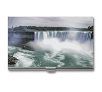 VFKLT Niagara Falls Business Card Holder Pocket Slim Portable Metal Business Card Case Business Card Organizer Credit Card Wallet Multi Card Case for Men Women Travel Office, silver, One Size, Casual