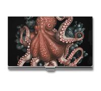 VFKLT Octopus Intertwined Business Card Holder Pocket Slim Portable Metal Business Card Case Business Card Organizer Credit Card Wallet Multi Card Case for Men Women Travel Office, silver, One Size,