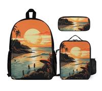 VFKLT Original Poster for Endless Summer Backpack with Lunch Box Pencil Case 3 Piece Set Travel Bag Casual Daypack Laptop Backpack, White, One Size, Travel Backpacks