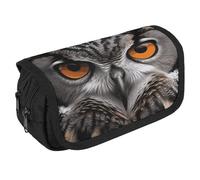 VFKLT Owl Eyes Pencil Case Double Layer Pencil Pouch Large Capacity Pencil Bag Double Zipper Portable Pen Case Makeup Bag for Men Women Travel Business Office