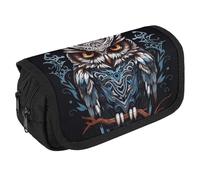 VFKLT Owl Pencil Case Double Layer Pencil Pouch Large Capacity Pencil Bag Double Zipper Portable Pen Case Makeup Bag for Men Women Travel Business Office