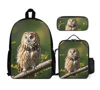 VFKLT Owl Tree Branches Backpack with Lunch Box Pencil Case 3 Piece Set Travel Bag Casual Daypack Laptop Backpack, White, One Size, Travel Backpacks