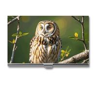 VFKLT Owl Tree Branches Business Card Holder Pocket Slim Portable Metal Business Card Case Business Card Organizer Credit Card Wallet Multi Card Case for Men Women Travel Office, silver, One Size,