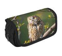 VFKLT Owl Tree Branches Pencil Case Double Layer Pencil Pouch Large Capacity Pencil Bag Double Zipper Portable Pen Case Makeup Bag for Men Women Travel Business Office